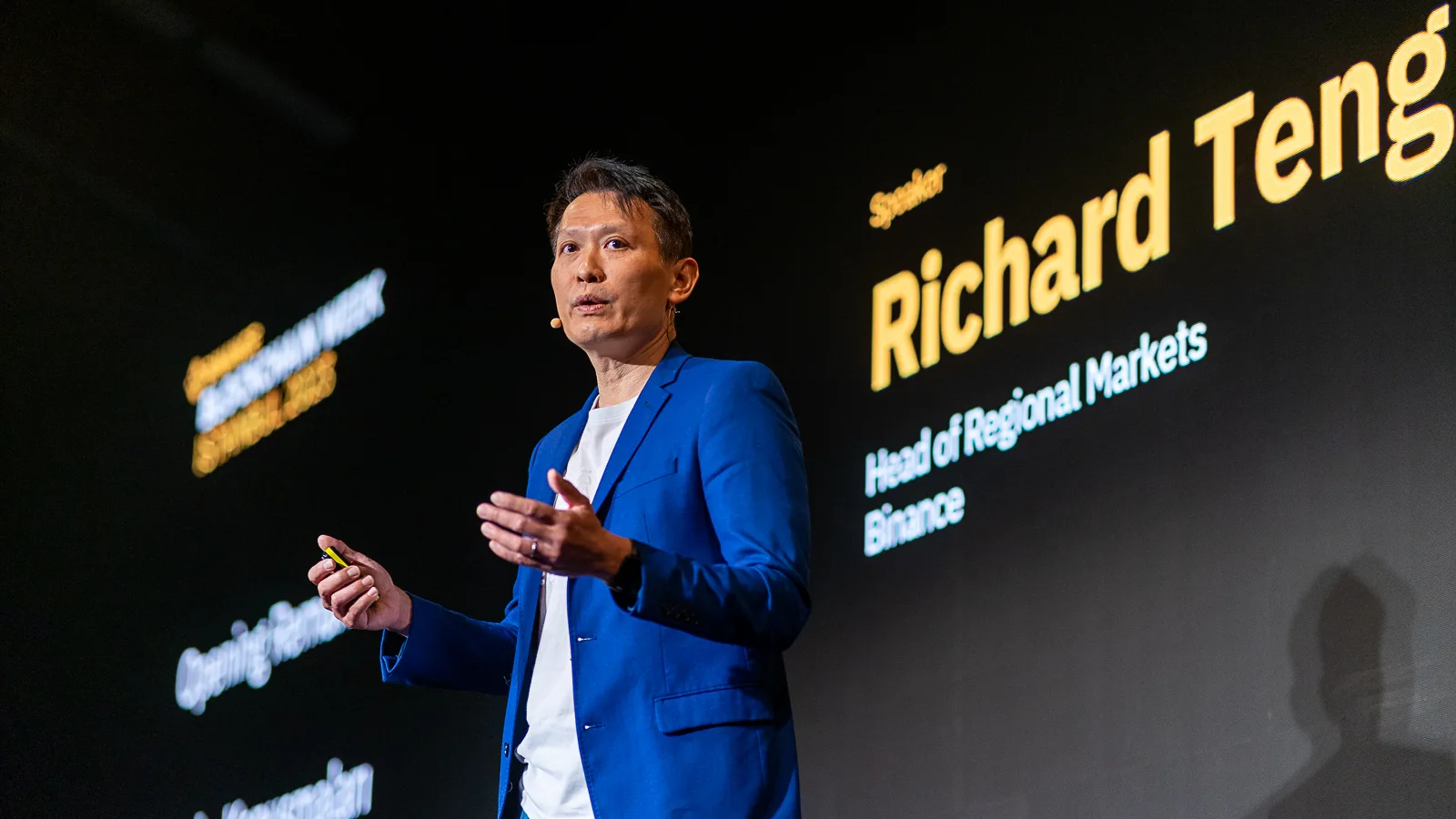 Richard Teng, co-CEO da Binance, em evento da empresa em Istambul, em 2023