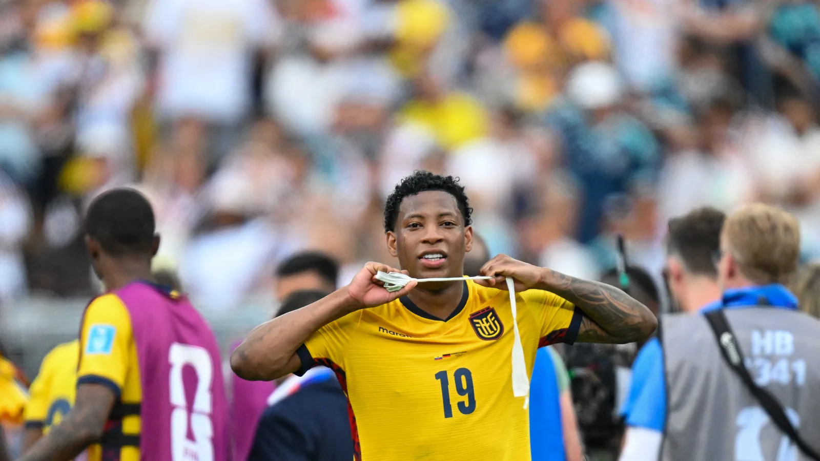 Gonzalo Plata, autor do segundo gol do Flamengo na Fonte Nova, aqui pela seleção do Equador na Copa de 2026