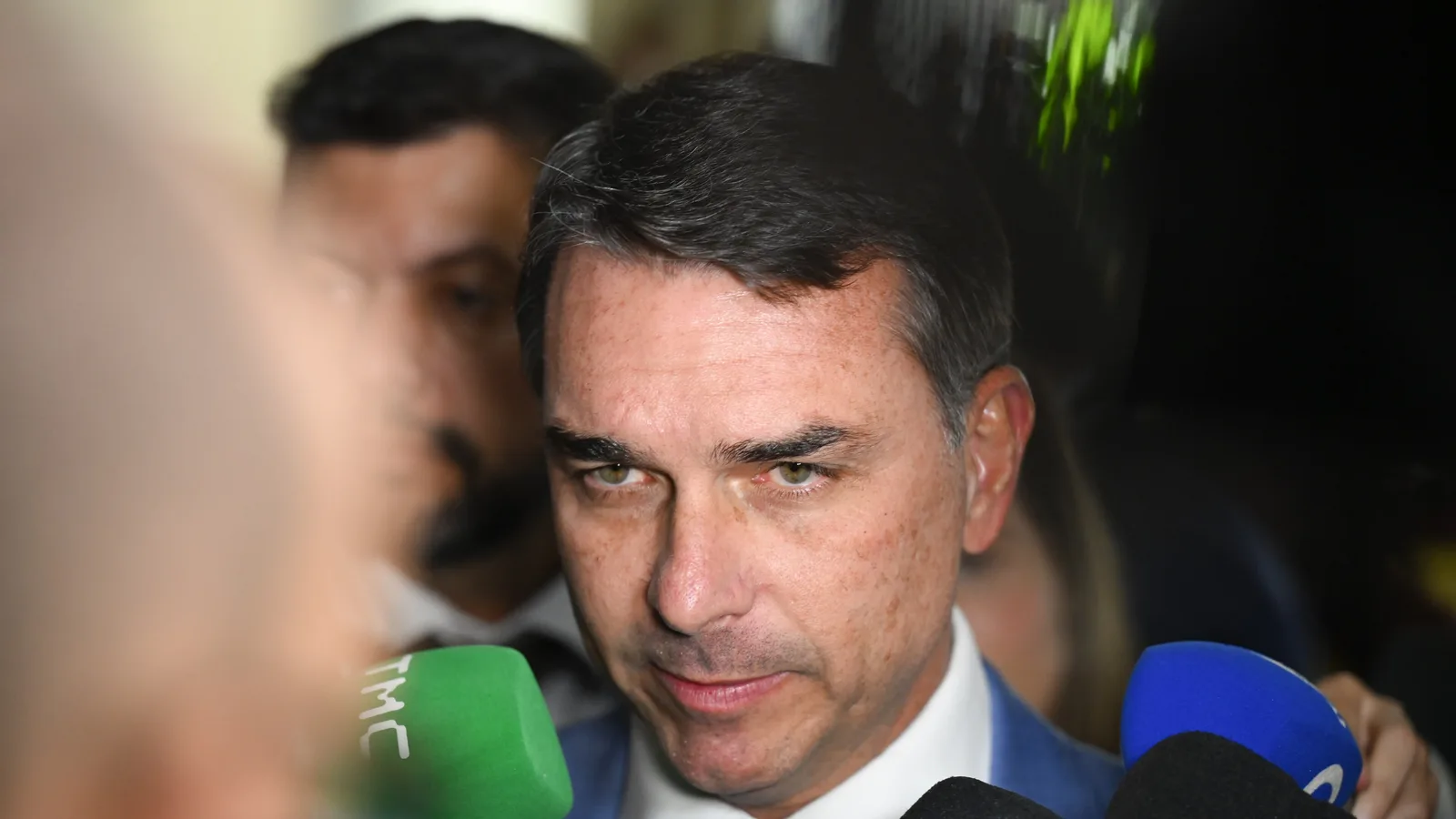 Flávio Bolsonaro (PL-RJ) em entrevista no Senado, em abril
